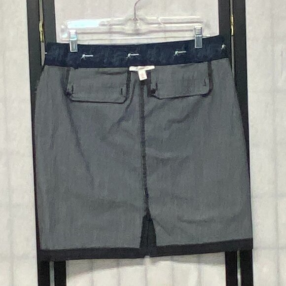 JM Collection High Rise Stretch Denim Pencil Skirt Black 10 Classic Work Chic - Picture 7 of 12